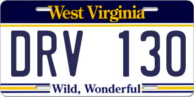 WV license plate DRV130