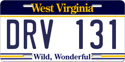 WV license plate DRV131