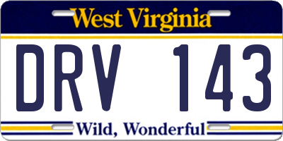 WV license plate DRV143