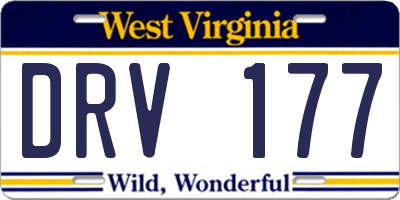 WV license plate DRV177