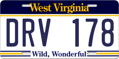 WV license plate DRV178