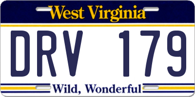 WV license plate DRV179