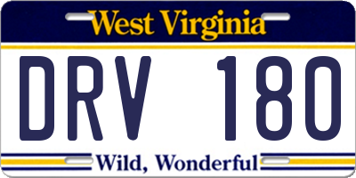 WV license plate DRV180