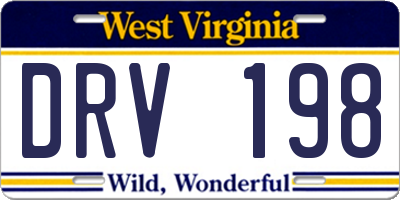 WV license plate DRV198