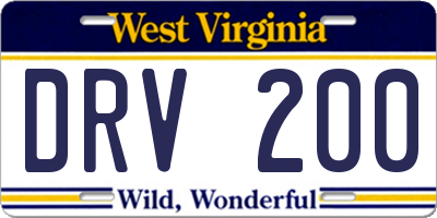 WV license plate DRV200