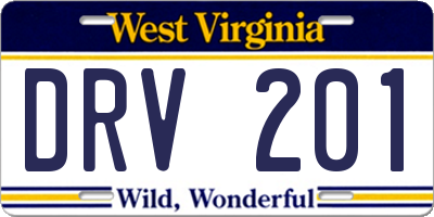 WV license plate DRV201