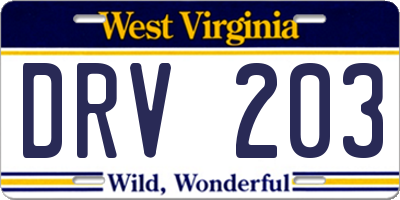 WV license plate DRV203
