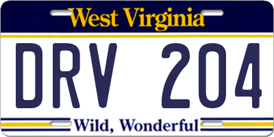 WV license plate DRV204