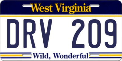 WV license plate DRV209