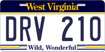 WV license plate DRV210