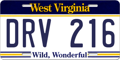 WV license plate DRV216