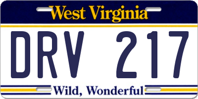 WV license plate DRV217