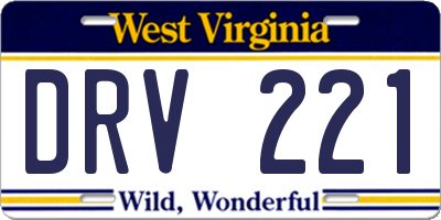 WV license plate DRV221