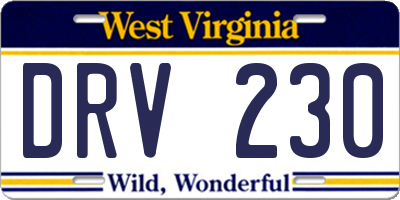 WV license plate DRV230