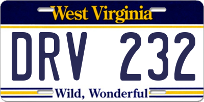 WV license plate DRV232