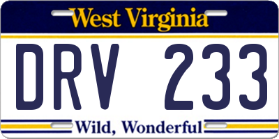 WV license plate DRV233