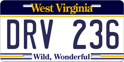 WV license plate DRV236
