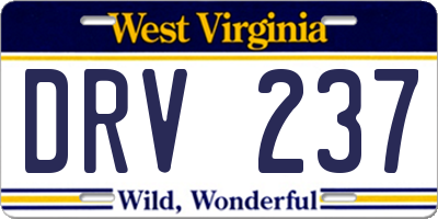WV license plate DRV237