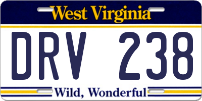 WV license plate DRV238