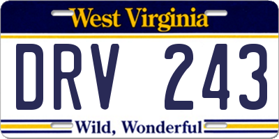 WV license plate DRV243