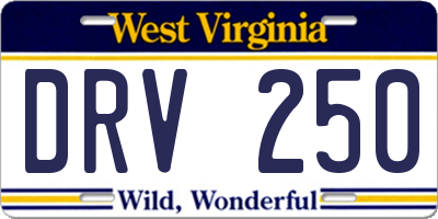 WV license plate DRV250