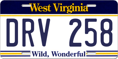 WV license plate DRV258