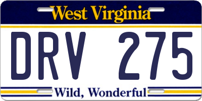 WV license plate DRV275