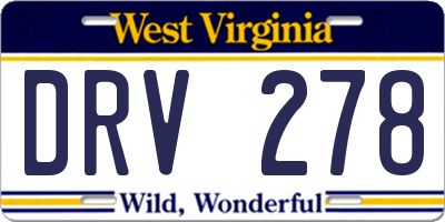 WV license plate DRV278
