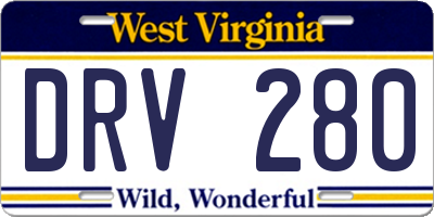 WV license plate DRV280