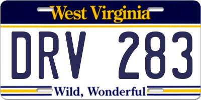WV license plate DRV283
