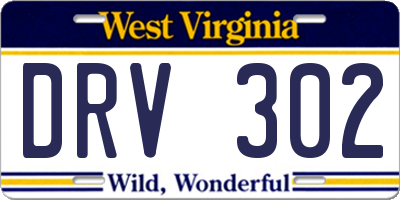 WV license plate DRV302