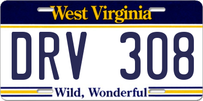 WV license plate DRV308