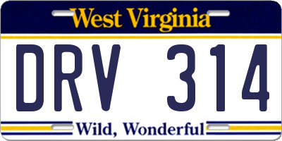WV license plate DRV314