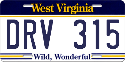 WV license plate DRV315