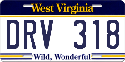 WV license plate DRV318