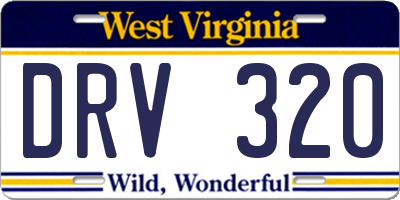 WV license plate DRV320