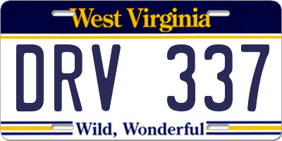 WV license plate DRV337