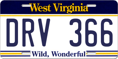 WV license plate DRV366