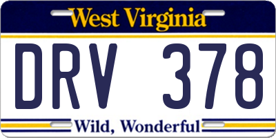 WV license plate DRV378