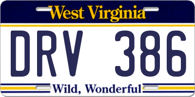 WV license plate DRV386