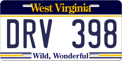 WV license plate DRV398