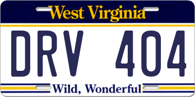 WV license plate DRV404