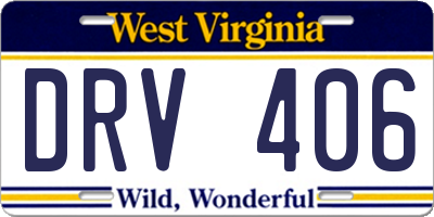 WV license plate DRV406