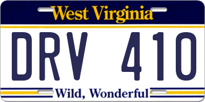WV license plate DRV410