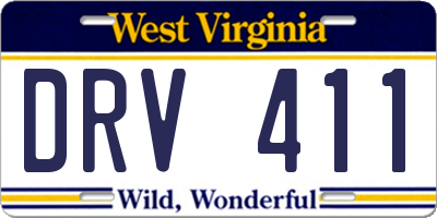 WV license plate DRV411