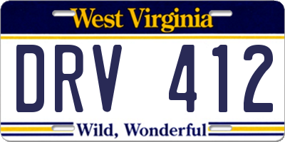 WV license plate DRV412