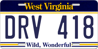WV license plate DRV418
