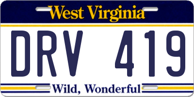 WV license plate DRV419