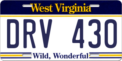 WV license plate DRV430