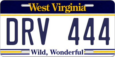 WV license plate DRV444